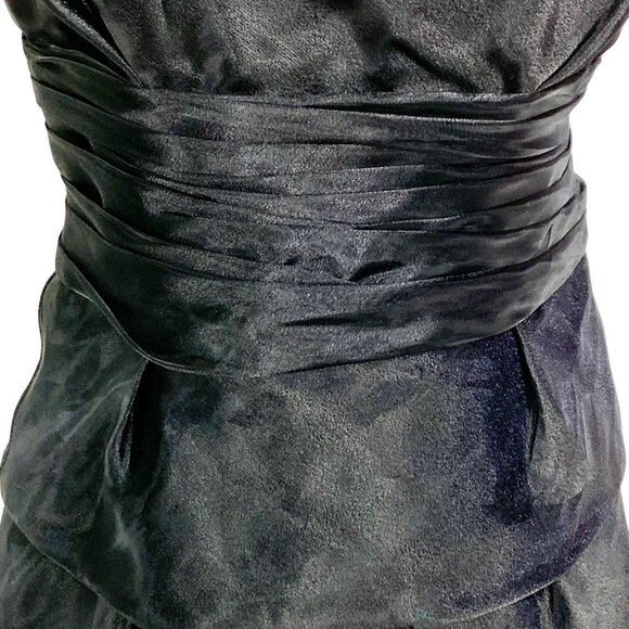 Max & Cleo Black Cocktail Dress Tiered Design Adjustable Size 8 Chiffon Organza - Picture 3 of 10